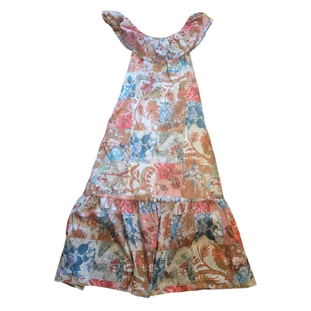 Ces Femme Boutique Dress Women's Medium Patchwork Floral Boho Off Shoulder Maxi - Picture 2 of 7